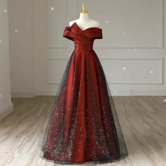 Elegant Sexy Boat Neck Evening Prom Dresses for Women Summer 2025 Host Birthday Wedding Party Dress Formal Occasion Dresses